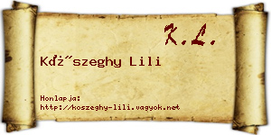 Kőszeghy Lili névjegykártya